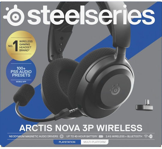 SteelSeries Arctis Nova 3P Wireless Over Ear Gaming Headset with Bluetooth / USB Connectivity for Nintendo Switch / Nintendo Switch 2 / PC / PS4 / PS5