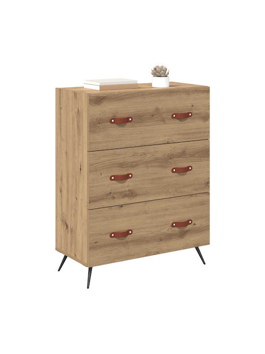 vidaXL Sideboard aus Holz & Metall mit Schubladen Eiche 69,5x34x90cm
