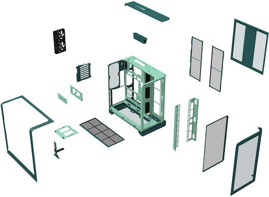 Thermaltake View 390 Air Gaming Midi-Turm Computergehäuse mit Seitenfenster Transformative Teal