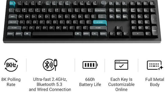 Keychron Q6 Ultra 8K Q6U-M3 Wireless Gaming Mechanical Keyboard with Keychron Silk POM Brown Switches and RGB Lighting (English US)
