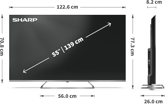 Sharp Smart Τηλεόραση 55" 4K UHD QLED 55JP7265E HDR (2025)