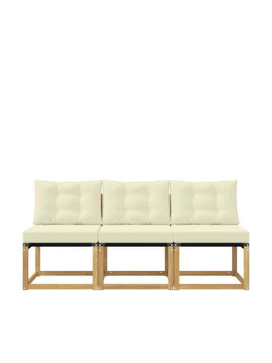 Three-Seater Outdoor Wooden Sofa with Cushions