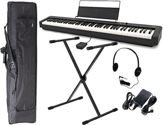 Casio Electric Stage Piano CDP-S110 Standard Stand & Headphones Set with 88 Weighted Keys Built-in Speakers and Connection with Headphones and Computer Black