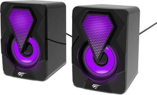 Havit SK210 Mini Ηχεία Υπολογιστή 2.0 με RGB Φωτισμό και Ισχύ 3W σε Μαύρο Χρώμα