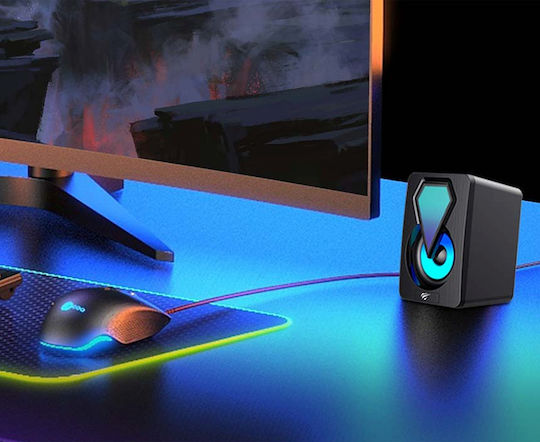Havit SK210 Mini Ηχεία Υπολογιστή 2.0 με RGB Φωτισμό και Ισχύ 3W σε Μαύρο Χρώμα