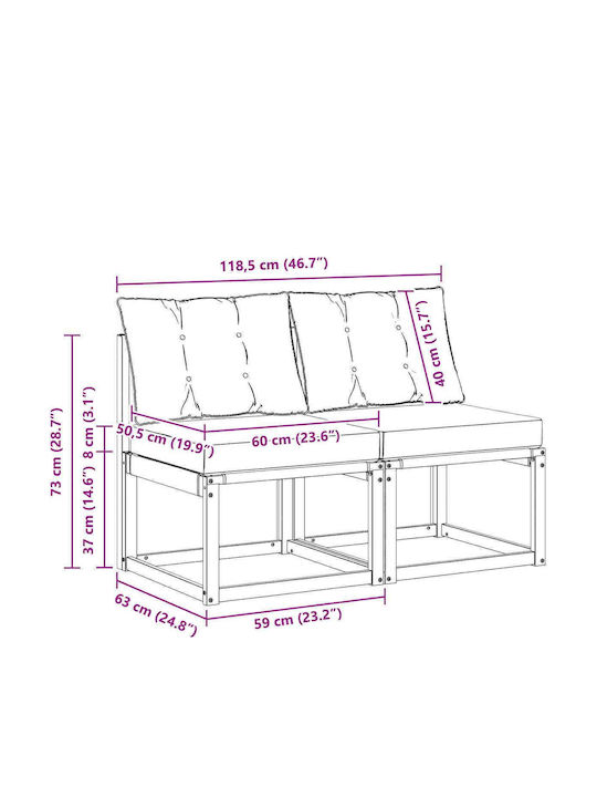 Zweisitziges Outdoor-Sofa Hölzernes mit Kissen