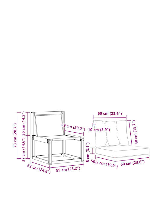 Zweisitziges Outdoor-Sofa Hölzernes mit Kissen