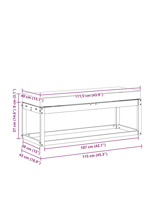 Bancă De Exterior Din Lemn Cu Perne 115x43x45cm