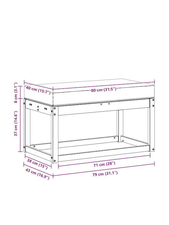 Bancă De Exterior Din Lemn Cu Perne 80x43x45cm
