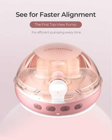 Momcozy Hands Free Ultra Slim Electric Double Breast Pump Battery BPA Free Pink 180ml