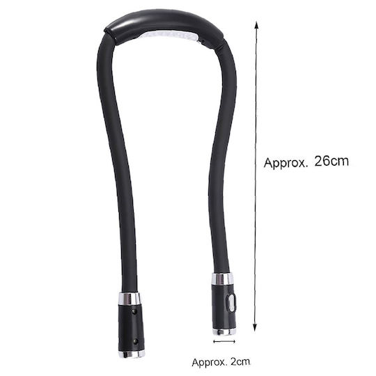 Led Reading Lamp Zola 2 Light Sources 3 Lighting Modes Neck Positioning Battery Powered 56 Cm Black