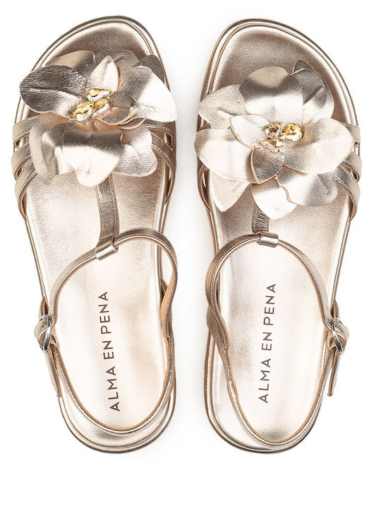 Damen Flache Sandalen Bronze