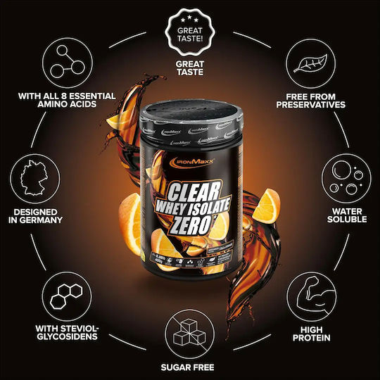 IronMaxx Clear Whey Isolate ZERO Proteinquelle Molke mit Geschmack Cola Orange 400gr