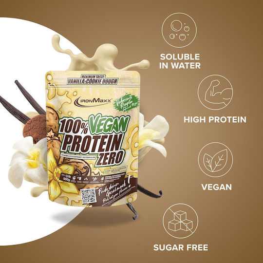 IronMaxx 100% Vegan Protein Zero Πρωτεΐνη Αρακά Χωρίς Λακτόζη με Γεύση Vanilla Cookie Dough 500gr