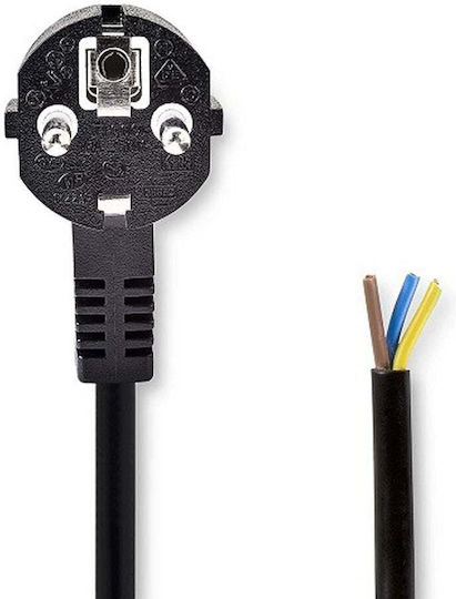 Nedis Power Cable Type F Plug Open Straight Angled Black Bulk 3m