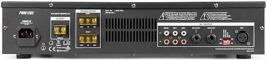Power Dynamics PRM1202 Интегриран Търговски усилвател 5 канала 120W/8Ω с 2 зони и USB/Bluetooth връзки в Черен цвят