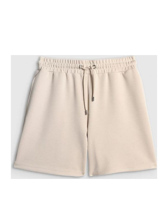 Damen Hohe Taille Shorts Beige