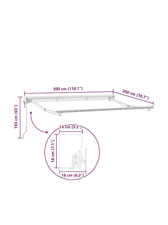 vidaXL Τέντα Βεράντας με Led Κίτρινη 3x2m