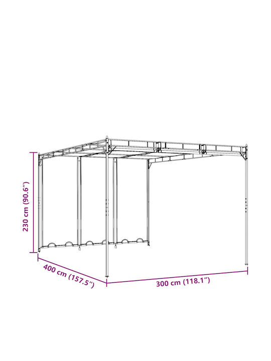 vidaXL Κιόσκι Κήπου με Led Πράσινο 4x3m