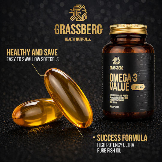 Grassberg Omega-3 Value Рибено масло 1000мг 120 софтджел