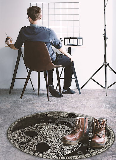 Tulup Non-Slip Round Black Rug Φ70cm