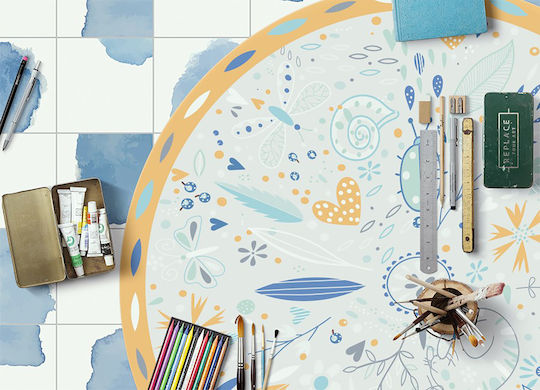 Tulup Round Kitchen Mat Meadow Themes 50cm