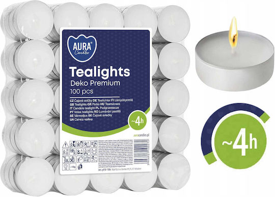 Aura Glass Aromatic Tealights In White Colour 100 Pieces