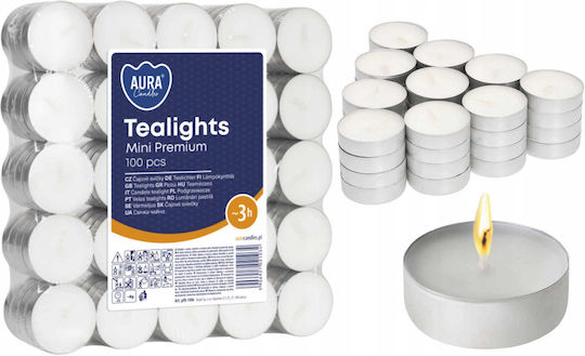 Aura Glass Ρεσώ σε Λευκό Xρώμα (έως 3 Ώρες Καύσης) 100τμχ