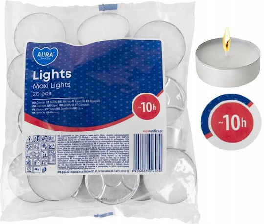 Aura Glass Aromatic Tealights In White Colour 20 Pieces