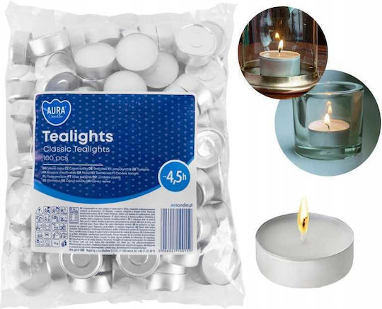 Aura Glass Aromatic Tealights In White Colour 100 Pieces