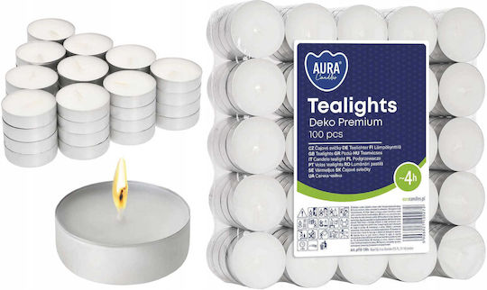 Aura Glass Aromatic Tealights In White Colour 100 Pieces