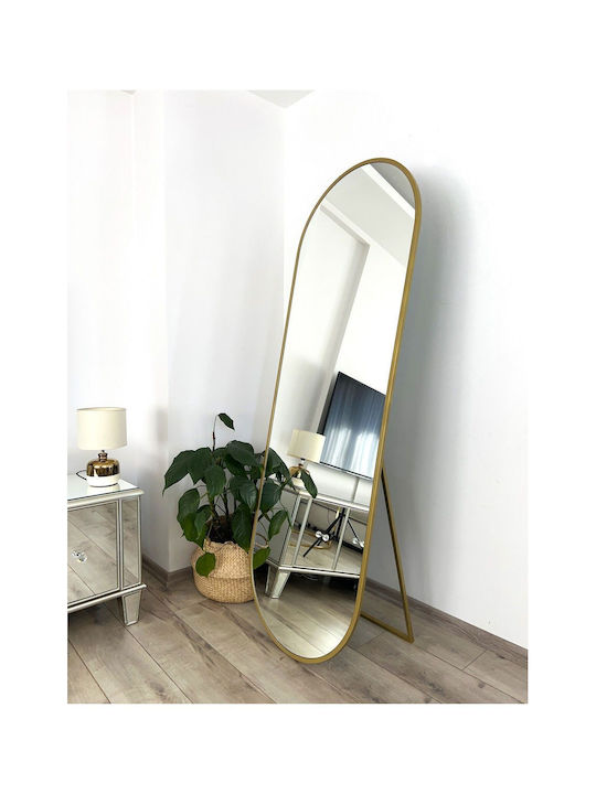 SteweHome Oglindă Ovală cu Ramă Metalică Aurie 180x60cm