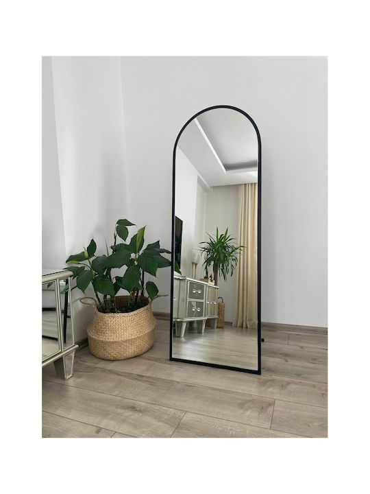 SteweHome Oglindă Ovală cu Ramă Metalică Neagră 140x50cm