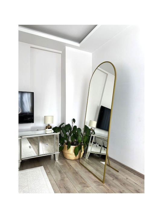 SteweHome Овално Огледало със Златна Метална Рамка 180x80см