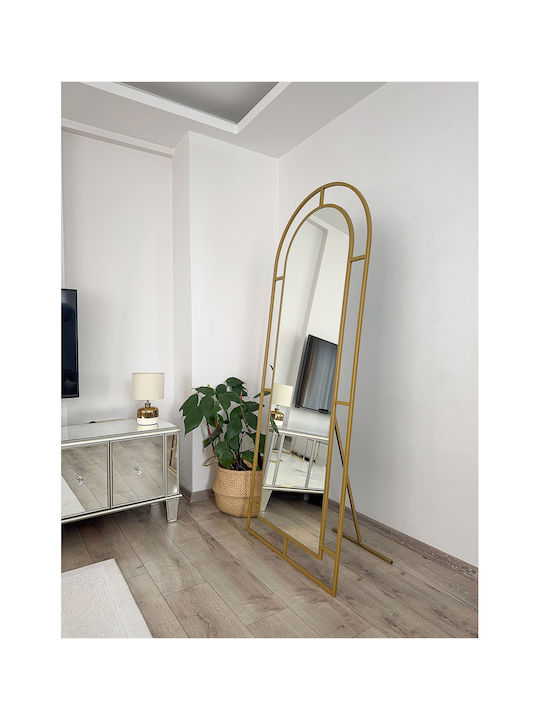 SteweHome Oval Mirror with Gold Metal Frame 180x70cm