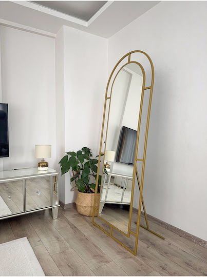 SteweHome Oval Mirror with Gold Metal Frame 180x70cm