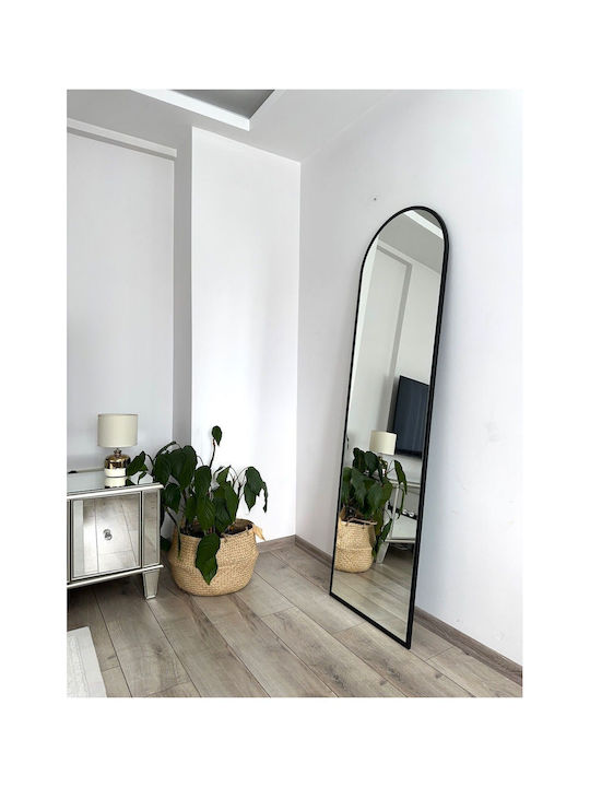 SteweHome Oval Floor Mirror with Black Metal Frame 180x50cm
