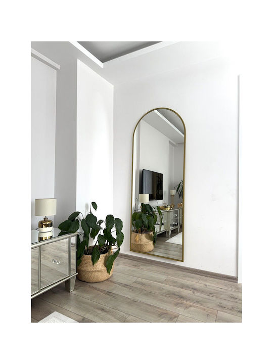 SteweHome Oglindă Ovală cu Ramă Metalică Aurie 180x70cm