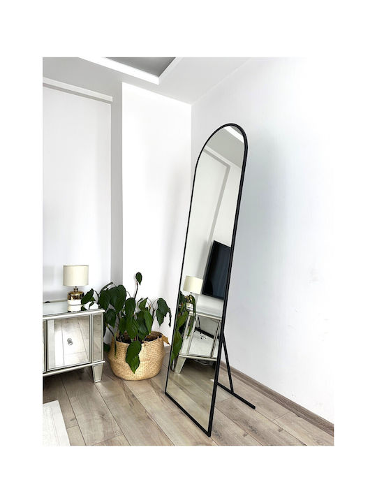 SteweHome Ovaler Boden- oder Standspiegel mit Schwarzem Metallrahmen 180x60cm