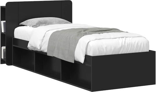 vidaXL Кафлария за легло от дърво черна 95x80см