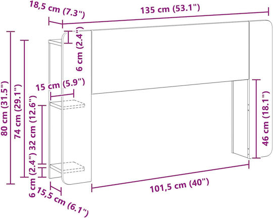 vidaXL vidaXL Hölzernes Kopfstütze für Betten Weiß 135x80cm