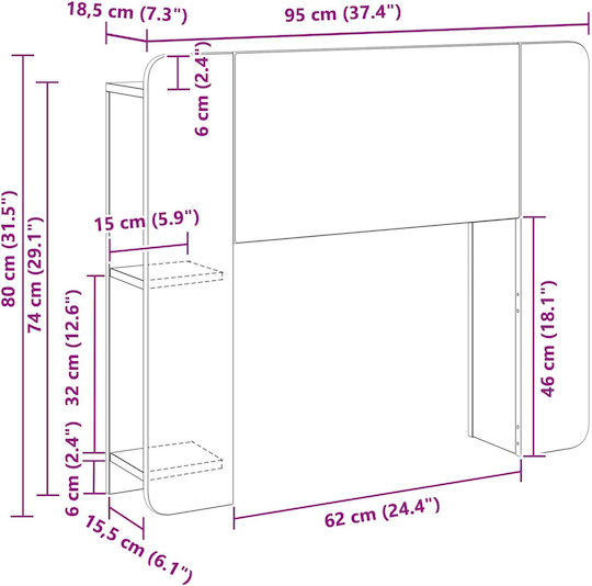 vidaXL Wooden Bed Headboard Brown 95x80cm