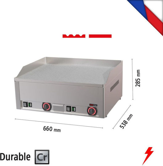 Alfa Frost Chromium Flat Top Griddle 6kW with Flat and Ribbed Grill Plates