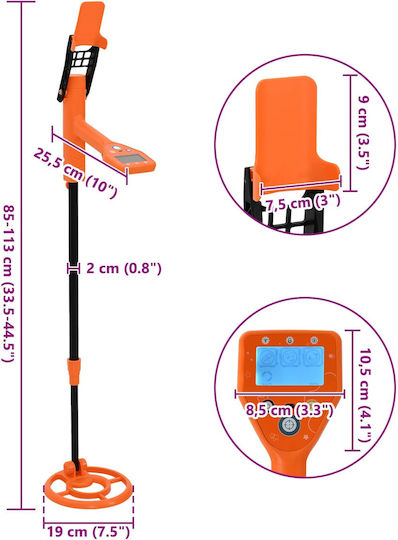 vidaXL 42029833 Металодетектор Надземен с Дълбочина на Откриване 19см и Waterproof Coil