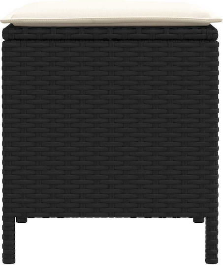 Garden Stool Cube Outdoor Rattan with Cushion Black 2 Pieces 38x38x45cm