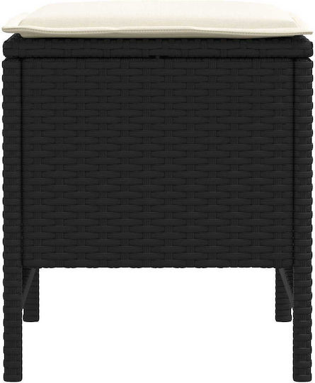 Garden Stool Cube Outdoor Rattan with Cushion Black 2 Pieces 38x38x45cm