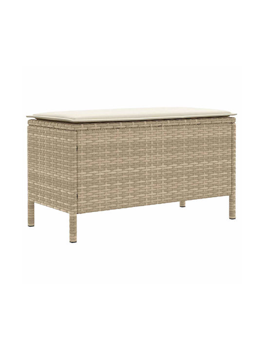 Gartenhocker Würfel Außeneinsatz Rattan mit Beige Kissen 80x38x42cm