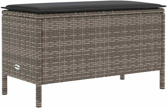 Garden Stool Cube Outdoor Rattan with Cushion Grey 80x38x45cm