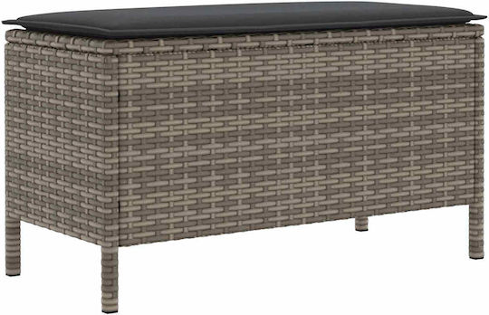 Garden Stool Cube Outdoor Rattan with Cushion Grey 80x38x45cm
