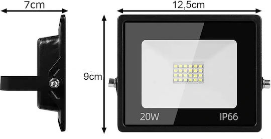 Verk Group Proiector LED Etanș 20W Alb Rece 6000K IP66